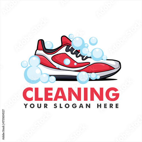 shoes clean care logo design template vector illustration