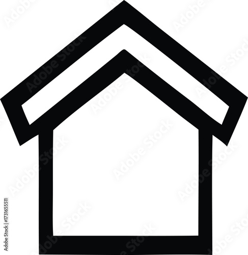 Simple black outline of a house symbol with double roofline iconic representation for real estate and shelter