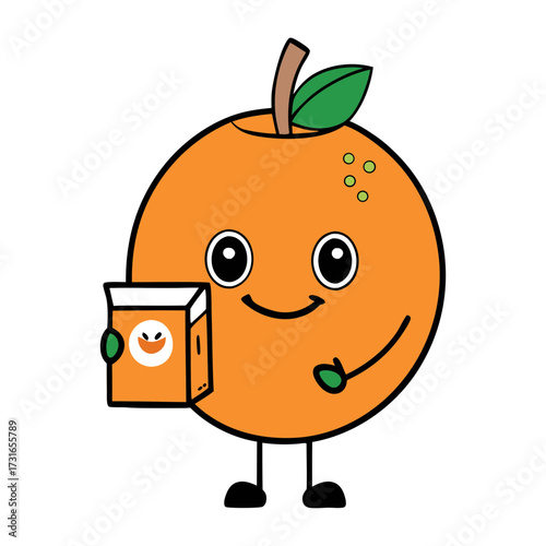 A Kawaii Orange Holding A Juice Box With Its Own Juice