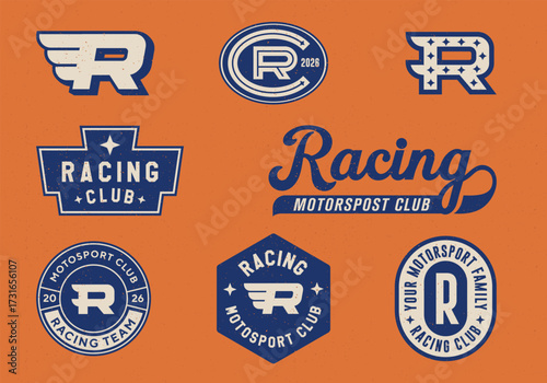Car club vintage logo badge emblem set