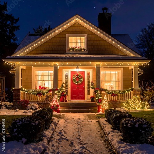 Cozy Christmas home at night