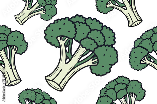vector illustration of a set of broccoli