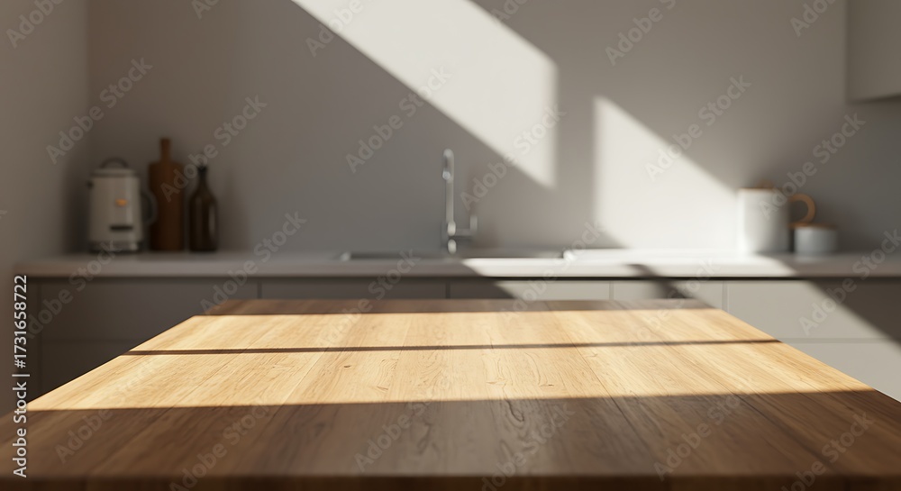 Fototapeta premium Empty kitchen table sunlight