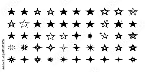 Star vector icons. Set of star symbols isolated.
