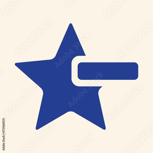 Remove a rating symbol with a bright blue star, perfect for showcasing feedback, rating and scoring, or eliminating stars for review concept ideas