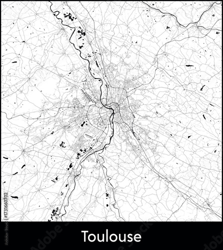 Toulouse city map, France - Topographic vector map poster