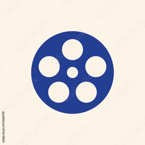 Classic movie reel icon in striking blue, perfect for film buffs, cinema lovers, and creative digital projects, conveying entertainment and nostalgia