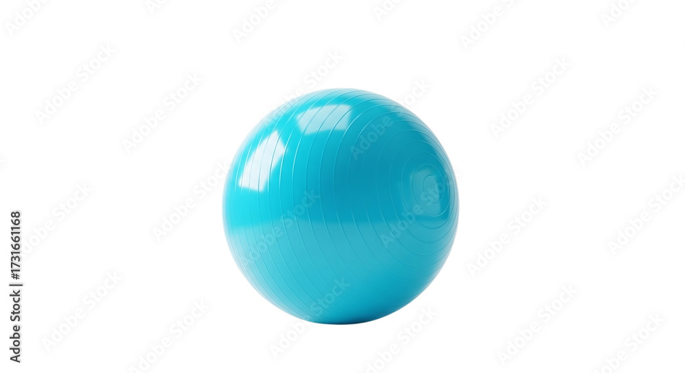 Obraz premium Bright blue rubber ball isolated on transparent background, a simple and fun toy for children, pets, or stress relief, with a smooth and shiny surface