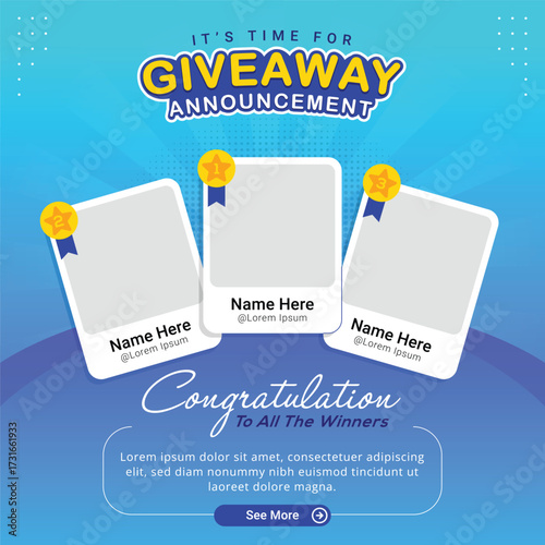 Giveaway winner announcement social media post banner template