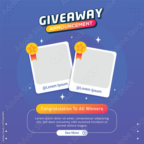 Giveaway winner announcement social media post banner template
