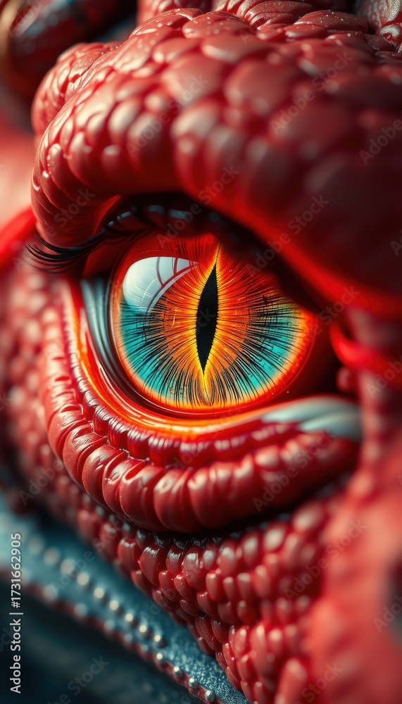 Naklejka premium Intense Dragon Eye: A Mesmerizing Glimpse into the Soul of Fantasy Creature
