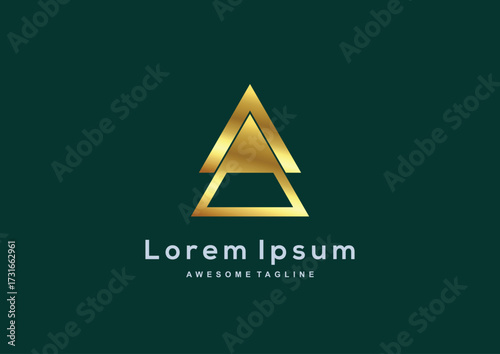 Luxury Triangle gold color logo template