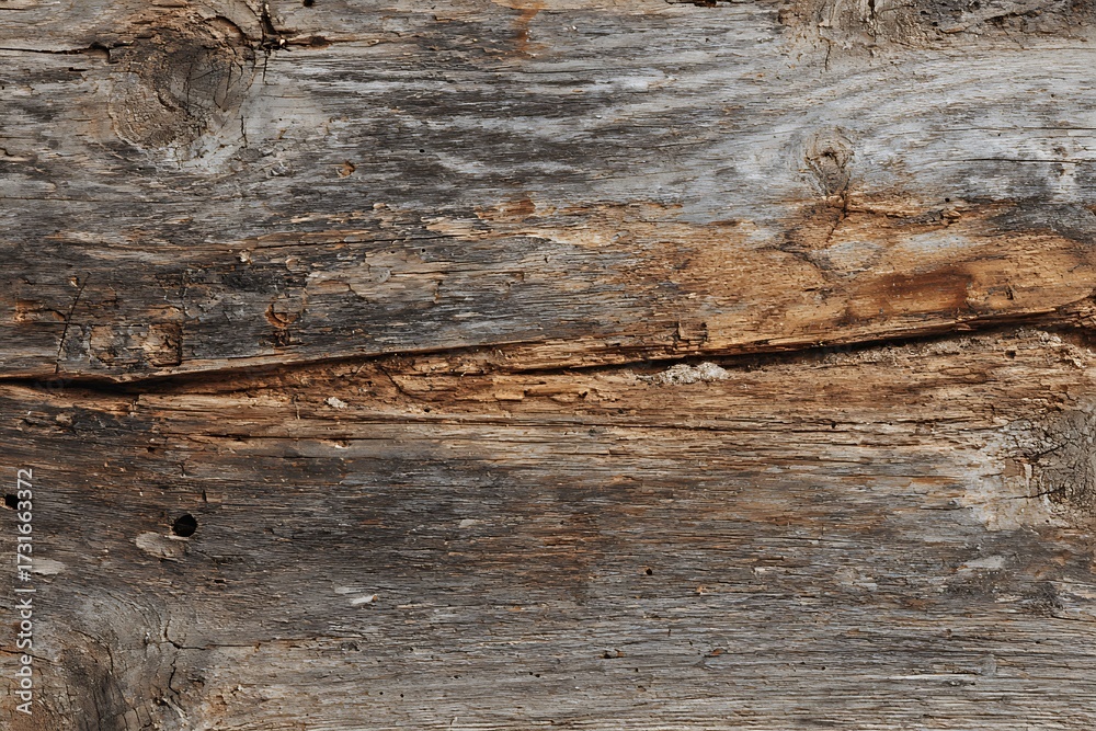 Naklejka premium Rustic Wooden Plank with Gray Weathered Surface Texture