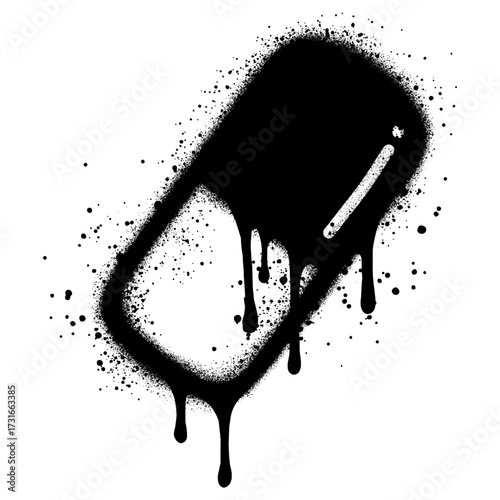 Pills icon in graffiti style for web and mobile app. capsule icon. Drug sign and symbol