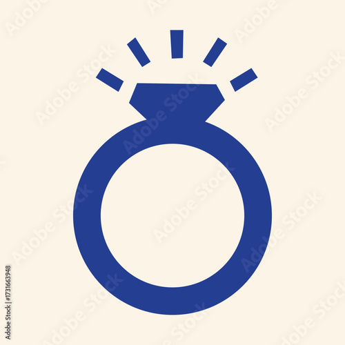 Elegant blue diamond ring icon shining brightly for jewelry store promotions or Valentine's Day designs, symbolizing love and commitment beautifully