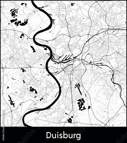 Duisburg city map, Germany - Topographic vector map poster
