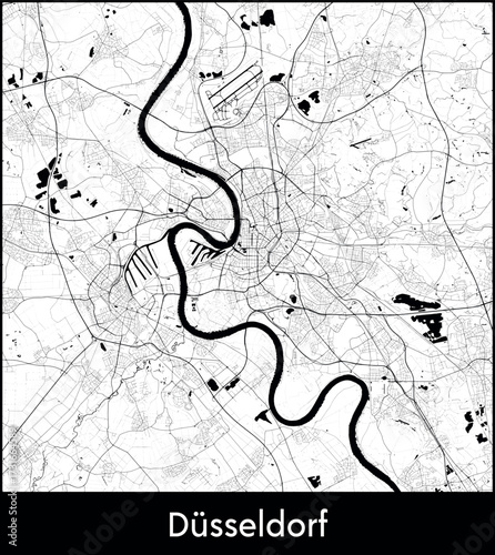 Dusseldorf city map, Germany - Topographic vector map poster