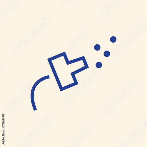 Modern blue line art icon of water purification system with bubbles, perfect for a clean, fresh, and eco-friendly brand identity design