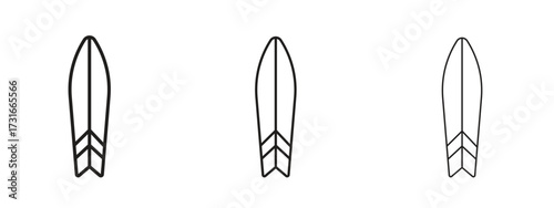 Surf board icon for web. simple element illustration with editable strokes
