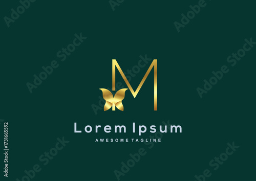 Luxury Company Letter M gold color logo template