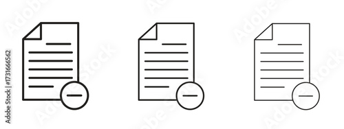 Remove document icon for web. simple element illustration with editable strokes
