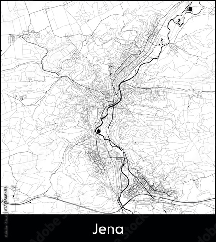 Jena city map, Germany - Topographic vector map poster