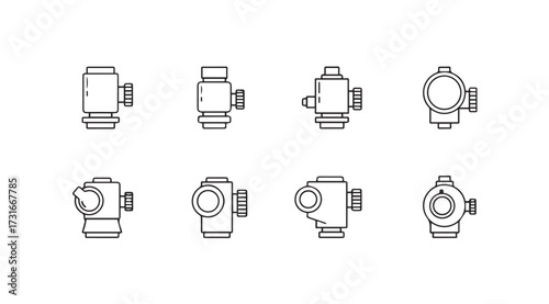 Collection of eight different fire hydrant outline icons in silhouette