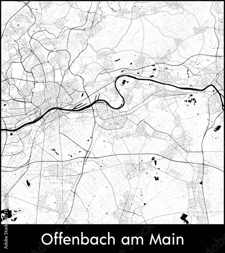 Offenbach am Main city map, Germany - Topographic vector map poster