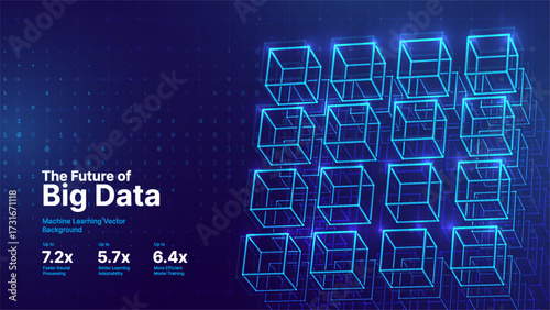 Big Data Storage Technology. Abstract Data Cube Background. Modern Technology Banner. Information Server. Data Science Computer Science Algorithms Vector Illustration.