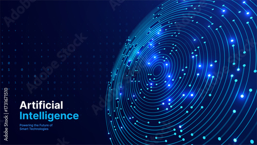 AI Fintech Big Data Visualization. Abstract Digital Circles of Particles. Futuristic Circular Sound Wave. 3D Virtual Space VR Cyberspace. Crypto Currency Blockchain Concept. Vector Illustration.