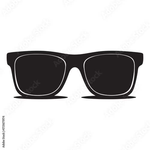 Silhouette art illustration of celebrity-style oversized sunglasses with wide frames. eps 
