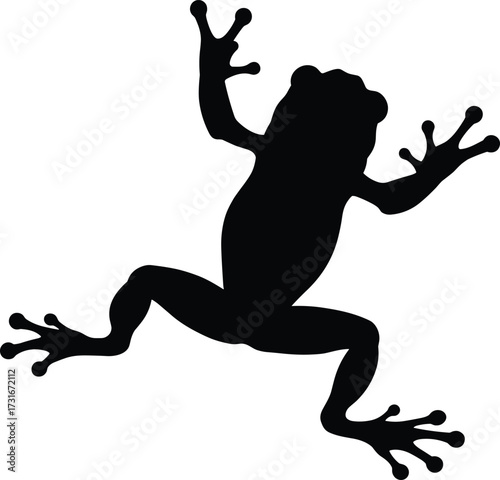 PrintFrog silhouette, black frog outline, amphibian climbing pose, leaping frog shape, wildlife illustration, animal vector, nature design, jumping frog art