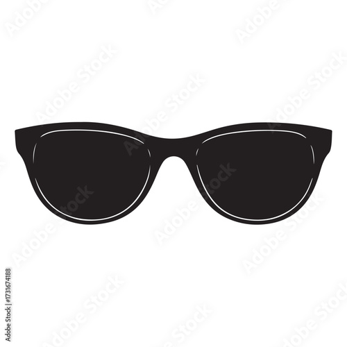 Silhouette art illustration of celebrity-style oversized sunglasses with wide frames. eps 