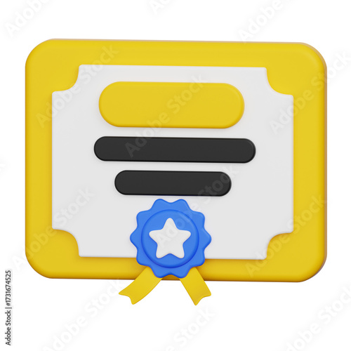 Gold Framed Graduation Certificate with Blue Seal on Transparent Background