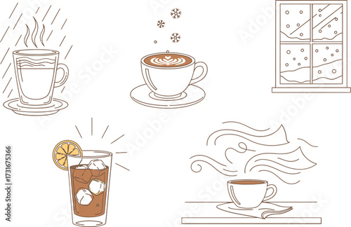 Vector art of various coffee and drink vector set collection of hot and cold beverages for different weather conditions