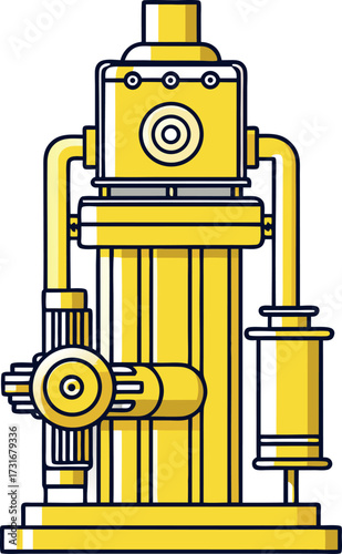 Vector line drawing of a vertical turbine pump.
