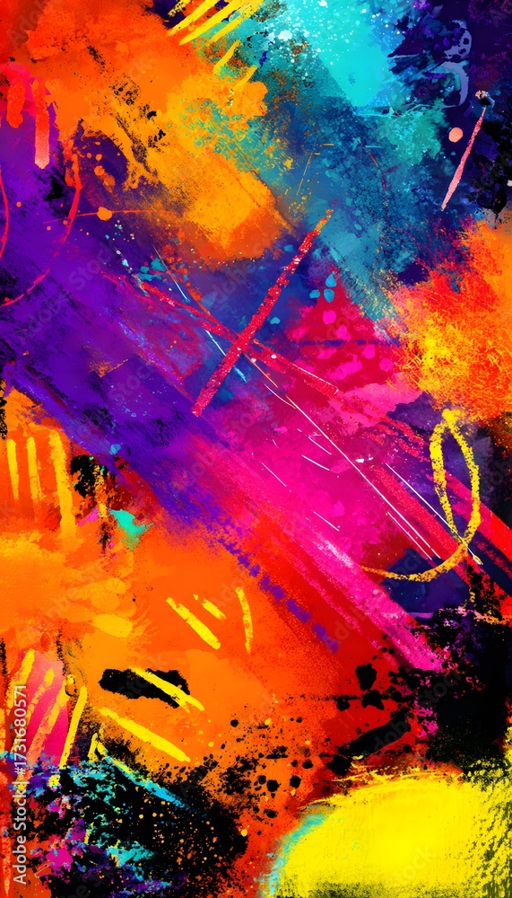 Fototapeta premium Abstract Pop Art Painting With Explosive Disco Lights