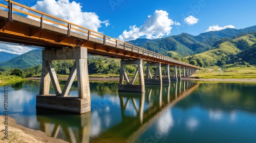 A newly rebuilt bridge with modern earthquake-resistant engineering
