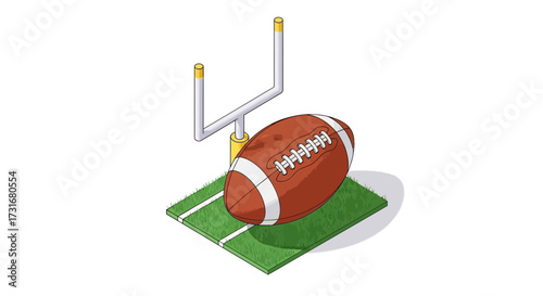 A Isometric Illustration Showcasing American Football on a Small Playing Field