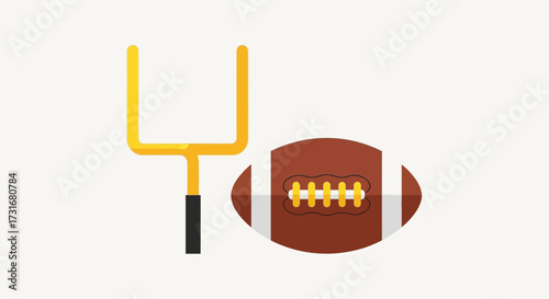 American Football Illustration Featuring Goalpost and Leather Ball Graphic