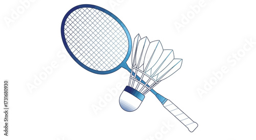 Badminton Gear Set with Shuttlecock and Racket Vector Design Isolated