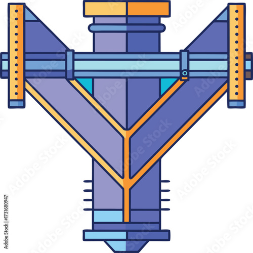 Vector technical drawing of a pipeline strainer (Y-type).