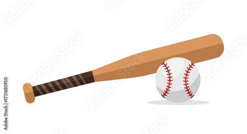 Baseball bat and ball illustration for sports or recreational activities