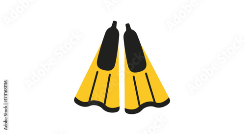 Bright Yellow Diving Fins Isolated on White for Water Activities Fun