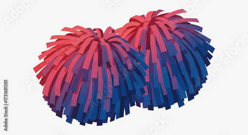 Dynamic duo of vibrant pom-poms, ready for spirited cheerleading display