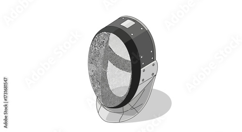 Elegant Fencing Mask Still Life on a White Background, Sport Equipment