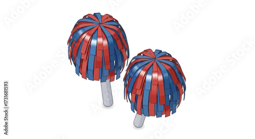 Energetic cheerleader pom-poms with vibrant color combination illustration