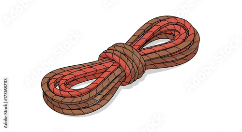 Illustration of a Coiled and Knotted Rope on White Background