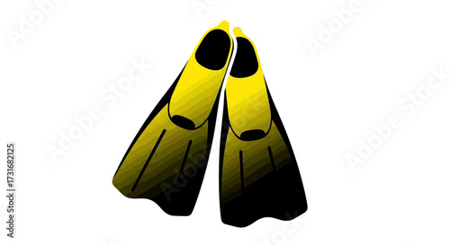 Illustration of a Pair of Snorkeling Fins on a Clean White Backdrop
