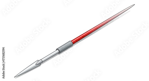 Illustration of a red and white Javelin with sharpened point for sports